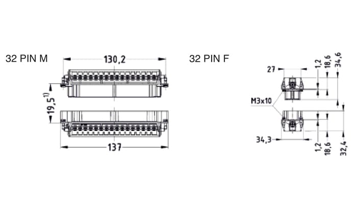 [ST-HDC-HE-032-1] -32PIN M and F